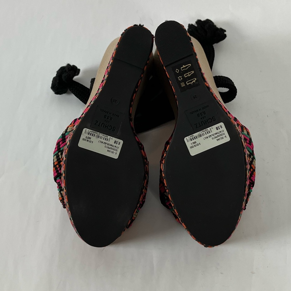 Schutz Deluna Ankle Tie Espadrille Wedge Sandals - Picture 9 of 9